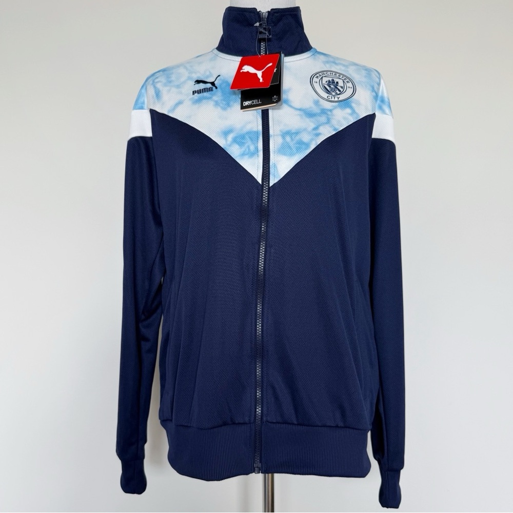Puma Manchester City FC Soccer Iconic Track Jacket Mens Size Medium Navy Blue